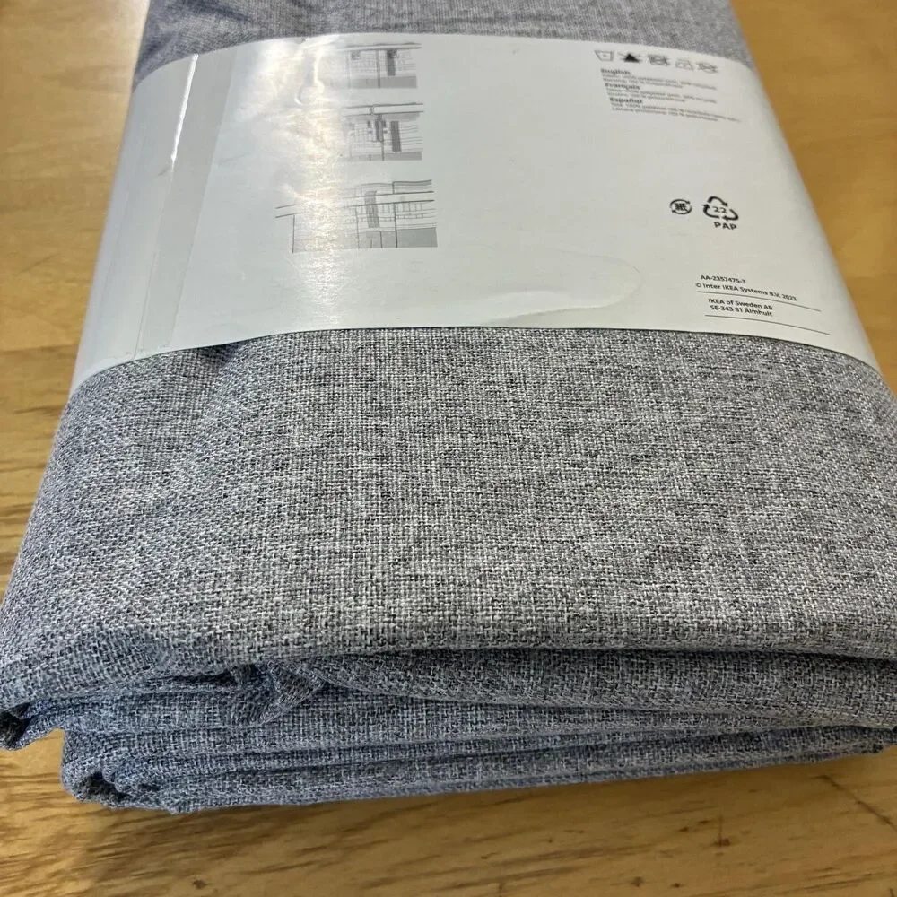IKEA ROSENMANDEL Gray Blackout Curtain Panels Set Of 2 53x84 Textured Window